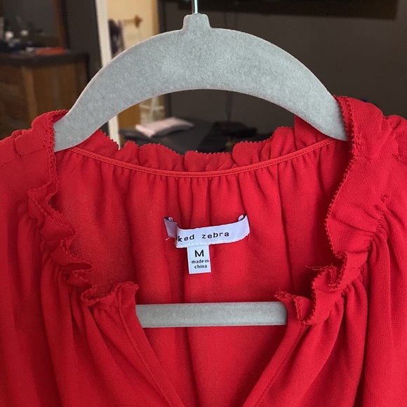 NWOT Naked Zebra Red Sleeveless Blouse - Picture 5 of 5